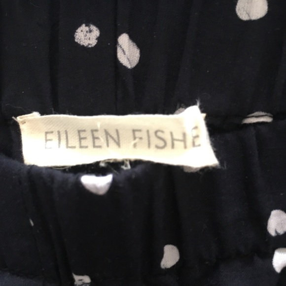Eileen Fisher Black white dots Organic Cotton elastic waist pants size L preown - Picture 8 of 8